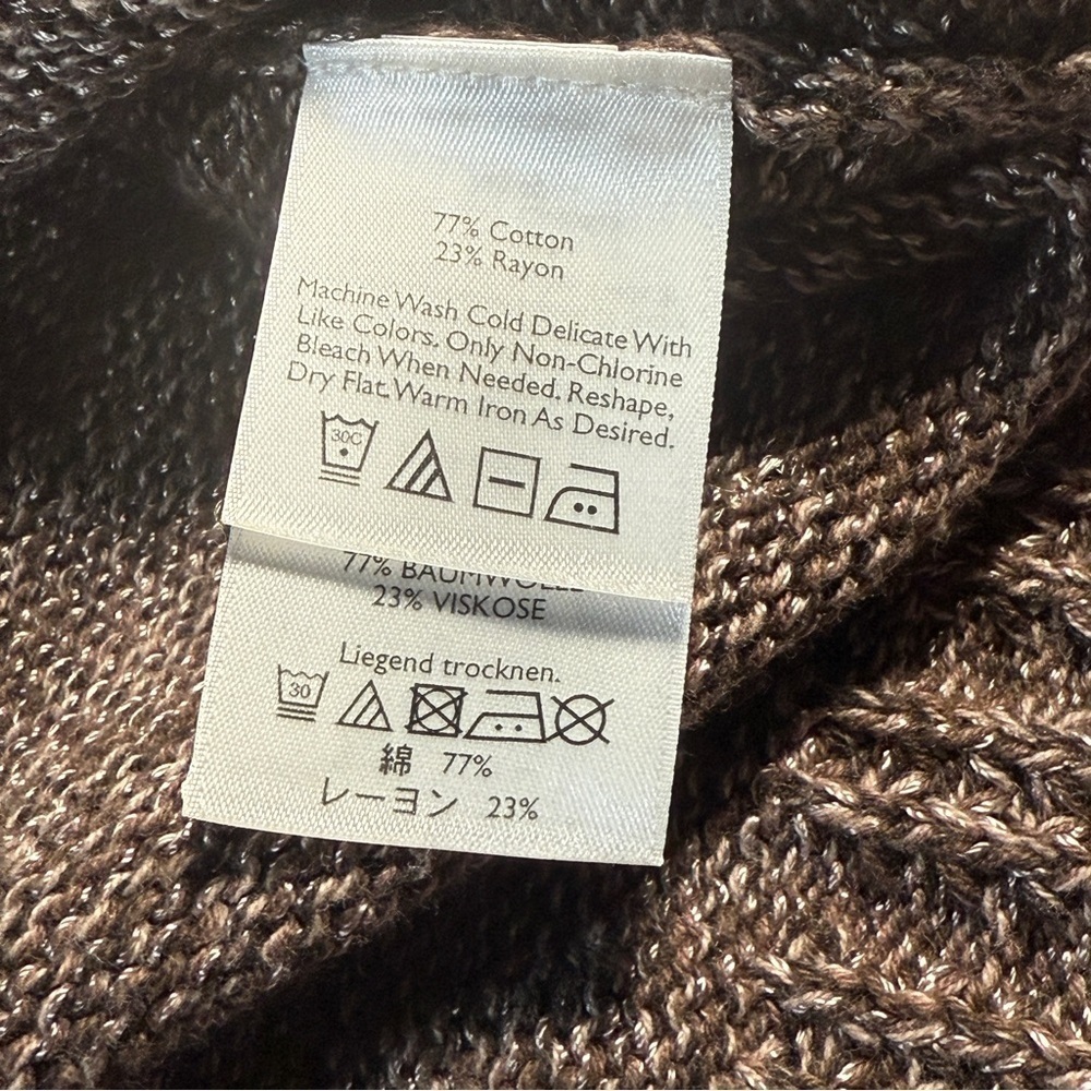 Eddie Bauer Shawl Collar Marled Brown Cardigan Size Medium Grandpa Outdoor Long - Picture 10 of 11
